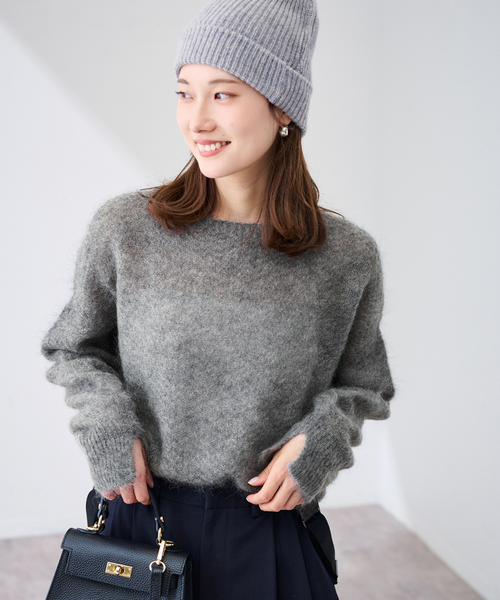 FRAMeWORK（フレームワーク）の「モヘヤmix カノコ柄プルオーバー（ニット/セーター・レディース・チャコールグレー/アイボリー/ライトグリーン/ピンク/バーガンディー・FREE）」の14枚目の写真