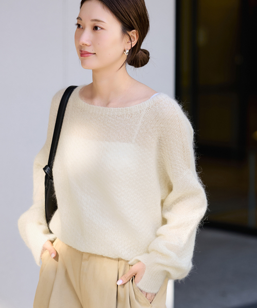 FRAMeWORK（フレームワーク）の「モヘヤmix カノコ柄プルオーバー（ニット/セーター・レディース・チャコールグレー/アイボリー/ライトグリーン/ピンク/バーガンディー・FREE）」の19枚目の写真