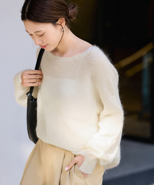 FRAMeWORK（フレームワーク）の「モヘヤmix カノコ柄プルオーバー（ニット/セーター・レディース・チャコールグレー/アイボリー/ライトグリーン/ピンク/バーガンディー・FREE）」の21枚目の写真