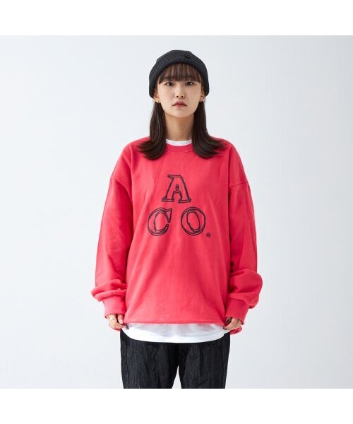 APOSTROPHE COMMA(アポストロフィコンマ)の「ACOロゴスウェットシャツ(ホットピンク/チャコール)(スウェット・レディース・ピンク・LARGE/MEDIUM)」の1枚目の写真