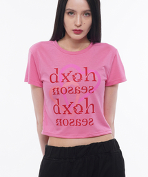 ツーハートシーズンロゴクロップTシャツピンク