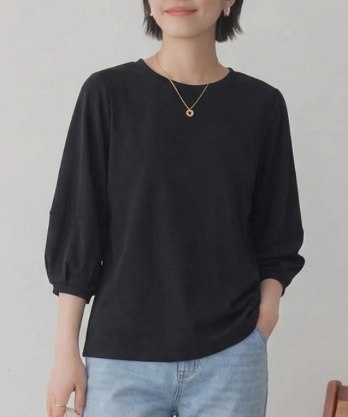 cammie(キャミー)の「クルーネックトップス(Tシャツ/カットソー・レディース・ホワイト/ブラック・M/L)」の7枚目の写真