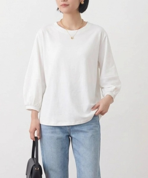 cammie(キャミー)の「クルーネックトップス(Tシャツ/カットソー・レディース・ホワイト/ブラック・M/L)」の5枚目の写真