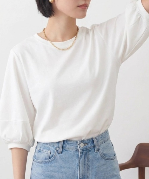 cammie(キャミー)の「クルーネックトップス(Tシャツ/カットソー・レディース・ホワイト/ブラック・M/L)」の6枚目の写真