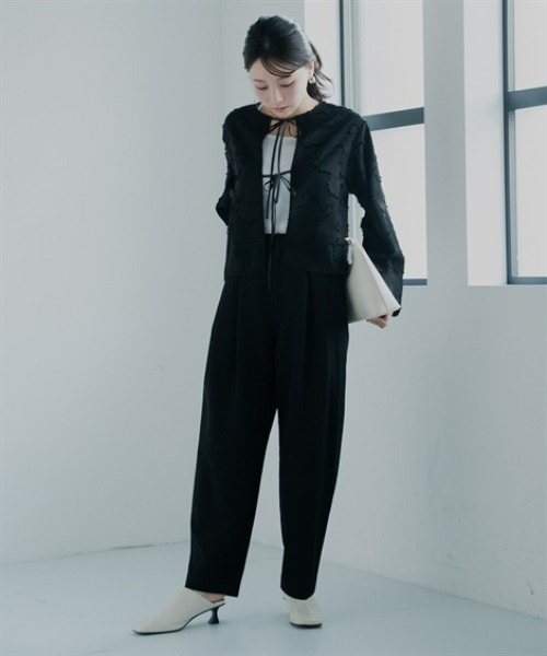 Petitjo（プッチージョ）の「小さいサイズ　ダブルタックテーパードパンツ　低身長さん・小柄女性（その他パンツ・レディース・ブラック/チャコールグレー・PL/PM/PS/PSS）」の6枚目の写真