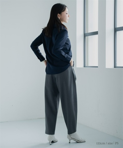 Petitjo（プッチージョ）の「小さいサイズ　ダブルタックテーパードパンツ　低身長さん・小柄女性（その他パンツ・レディース・ブラック/チャコールグレー・PL/PM/PS/PSS）」の11枚目の写真