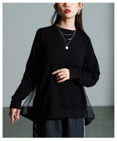 Sawa a la mode(サワアラモード)の「バックチュールニットプルオーバー(ニット/セーター・レディース・ブラック・FREE)」の12枚目の写真