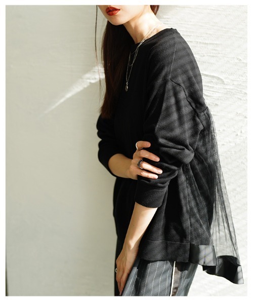 Sawa a la mode(サワアラモード)の「バックチュールニットプルオーバー(ニット/セーター・レディース・ブラック・FREE)」の13枚目の写真