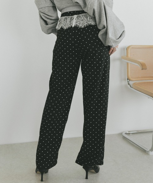 VANNIE U（ヴァニーユー）の「レースレイヤードドットイージーパンツ（その他パンツ・レディース・ブラック/グレー・FREE）」の7枚目の写真