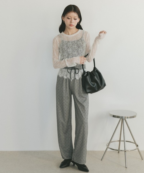 VANNIE U（ヴァニーユー）の「レースレイヤードドットイージーパンツ（その他パンツ・レディース・ブラック/グレー・FREE）」の14枚目の写真