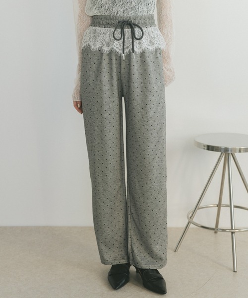 VANNIE U（ヴァニーユー）の「レースレイヤードドットイージーパンツ（その他パンツ・レディース・ブラック/グレー・FREE）」の9枚目の写真
