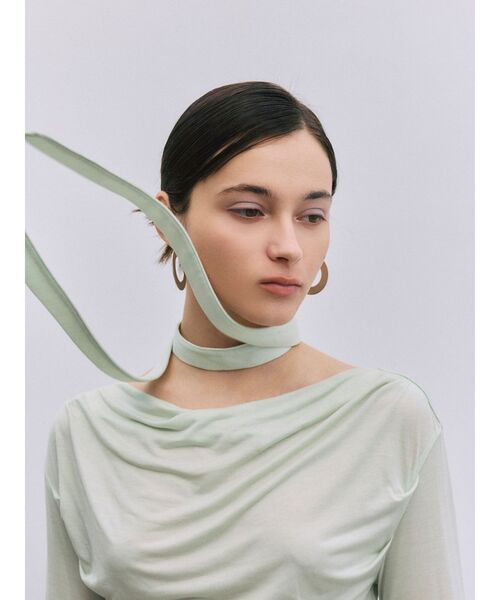 LAGUNAMOON（ラグナムーン）の「ドレープボウタイカットトップス（Tシャツ/カットソー・レディース・ラベンダー/ミント/ブラック/アイボリー・FREE）」の3枚目の写真