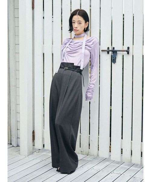 LAGUNAMOON（ラグナムーン）の「ドレープボウタイカットトップス（Tシャツ/カットソー・レディース・ラベンダー/ミント/ブラック/アイボリー・FREE）」の8枚目の写真