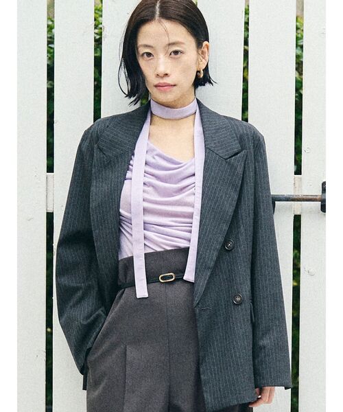 LAGUNAMOON（ラグナムーン）の「ドレープボウタイカットトップス（Tシャツ/カットソー・レディース・ラベンダー/ミント/ブラック/アイボリー・FREE）」の9枚目の写真