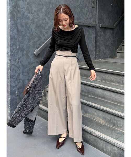 LAGUNAMOON（ラグナムーン）の「ドレープボウタイカットトップス（Tシャツ/カットソー・レディース・ラベンダー/ミント/ブラック/アイボリー・FREE）」の14枚目の写真