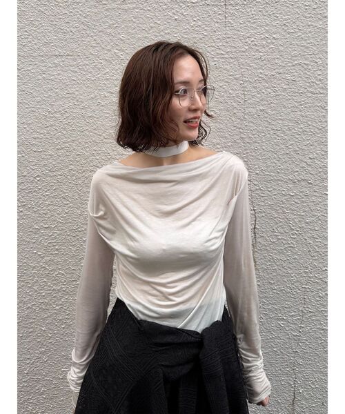 LAGUNAMOON（ラグナムーン）の「ドレープボウタイカットトップス（Tシャツ/カットソー・レディース・ラベンダー/ミント/ブラック/アイボリー・FREE）」の19枚目の写真