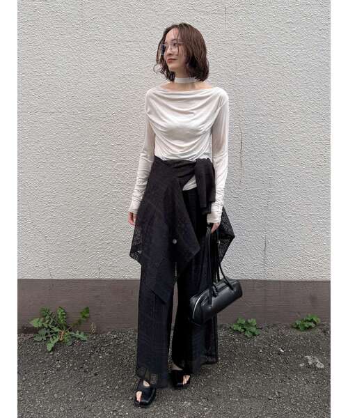 LAGUNAMOON（ラグナムーン）の「ドレープボウタイカットトップス（Tシャツ/カットソー・レディース・ラベンダー/ミント/ブラック/アイボリー・FREE）」の20枚目の写真