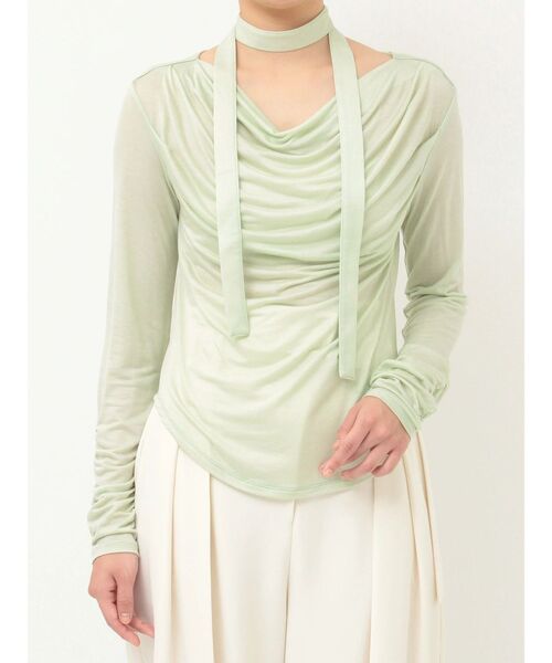 LAGUNAMOON（ラグナムーン）の「ドレープボウタイカットトップス 【夏服】【シアートップス】（Tシャツ/カットソー・レディース・ラベンダー/ミント/ブラック/アイボリー・FREE）」の7枚目の写真