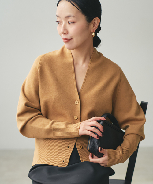 plage（プラージュ）の「LE PETIT PULLE / ル プティ プレ 別注 TULIP COLLAR カーディガン（カーディガン/ボレロ・レディース・ブラック/タン/ホワイト・FREE）」の3枚目の写真