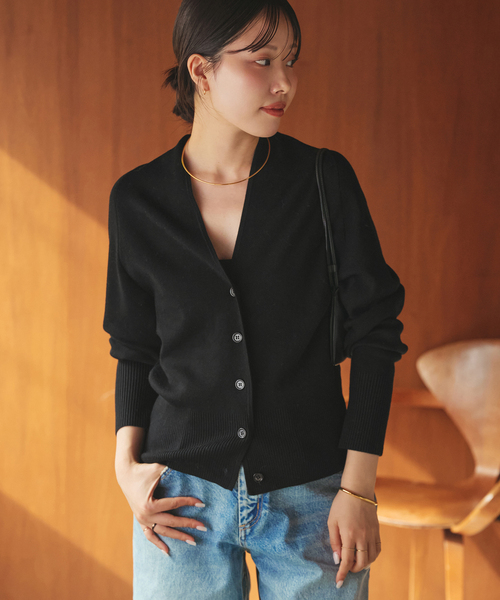 plage（プラージュ）の「LE PETIT PULLE / ル プティ プレ 別注 TULIP COLLAR カーディガン（カーディガン/ボレロ・レディース・ブラック/タン/ホワイト・FREE）」の10枚目の写真