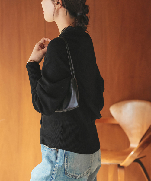 plage（プラージュ）の「LE PETIT PULLE / ル プティ プレ 別注 TULIP COLLAR カーディガン（カーディガン/ボレロ・レディース・ブラック/タン/ホワイト・FREE）」の12枚目の写真