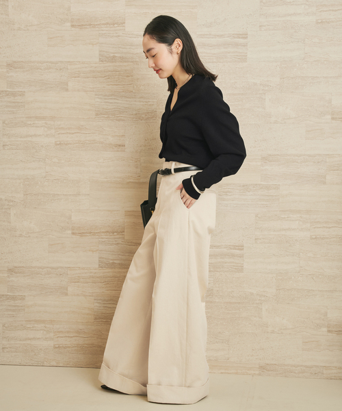 plage（プラージュ）の「LE PETIT PULLE / ル プティ プレ 別注 TULIP COLLAR カーディガン（カーディガン/ボレロ・レディース・ブラック/タン/ホワイト・FREE）」の15枚目の写真