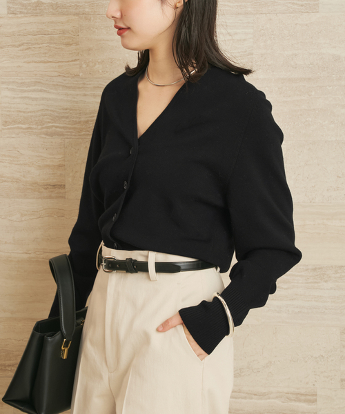 plage（プラージュ）の「LE PETIT PULLE / ル プティ プレ 別注 TULIP COLLAR カーディガン（カーディガン/ボレロ・レディース・ブラック/タン/ホワイト・FREE）」の19枚目の写真