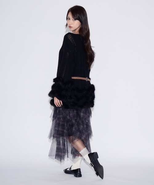 JilLA(ジルア)の「Tiered Fur Belt Mini Dress / ティアードファーベルトミニニットワンピース(ニット/セーター・レディース・ブラウン/ブラック・FREE)」の15枚目の写真