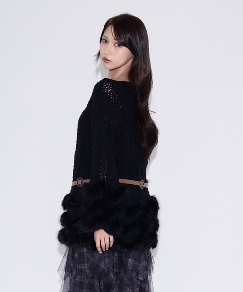 JilLA(ジルア)の「Tiered Fur Belt Mini Dress / ティアードファーベルトミニニットワンピース(ニット/セーター・レディース・ブラウン/ブラック・FREE)」の20枚目の写真