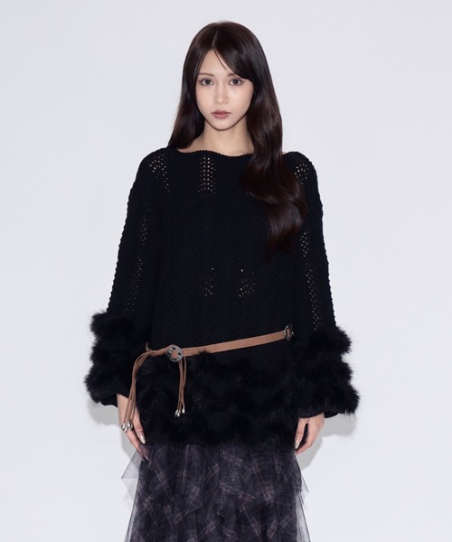 JilLA(ジルア)の「Tiered Fur Belt Mini Dress / ティアードファーベルトミニニットワンピース(ニット/セーター・レディース・ブラウン/ブラック・FREE)」の19枚目の写真