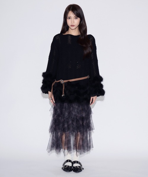 JilLA(ジルア)の「Tiered Fur Belt Mini Dress / ティアードファーベルトミニニットワンピース(ニット/セーター・レディース・ブラウン/ブラック・FREE)」の22枚目の写真