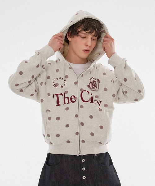 WISH FOR EVER（ウィッシュフォーエバー）の「【 3color / 3size 】SPECIAL GAME LOGO HEAVY WEIGHT DOUBLE ZIP HOODIE / スペシャルゲームロゴヘビーウェイトダブルジップフーディ（パーカー・メンズ・ブラウン/その他/ネイビー/レオパード/ライトグレー/グレー/ブラック・MEDIUM/LARGE/SMALL）」の3枚目の写真