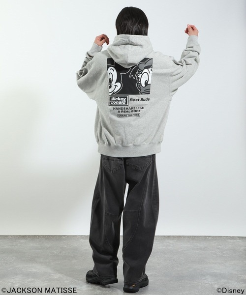 JACKSON MATISSE（ジャクソンマティス）の「【JACKSON MATISSE/BAYFLOW】「ミッキー」「ドナルド」デザインパーカー（パーカー・メンズ・ブラック/グレー・LARGE/MEDIUM）」の4枚目の写真