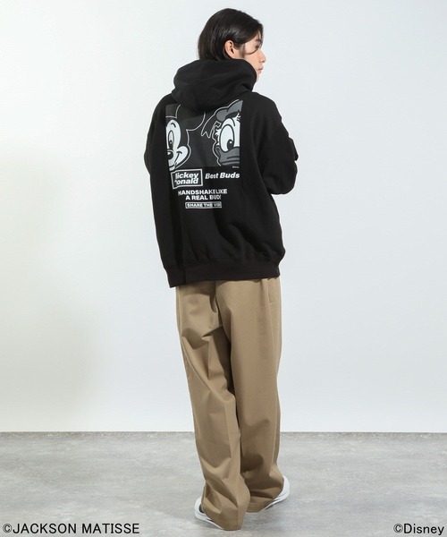 JACKSON MATISSE（ジャクソンマティス）の「【JACKSON MATISSE/BAYFLOW】「ミッキー」「ドナルド」デザインパーカー（パーカー・メンズ・ブラック/グレー・LARGE/MEDIUM）」の9枚目の写真