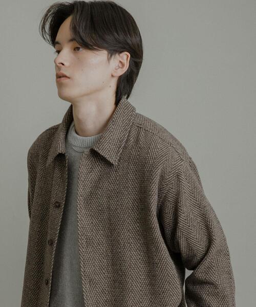 SENSE OF PLACE by URBAN RESEARCH（センスオブプレイスバイアーバンリサーチ）の「スライバーライクヘリンボーンシャツ（シャツ/ブラウス・メンズ・チャコールグレー/ブラウン・LARGE/MEDIUM）」の2枚目の写真