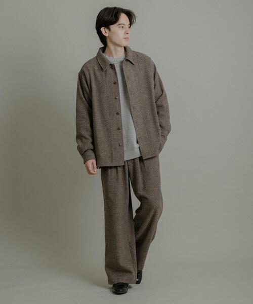 SENSE OF PLACE by URBAN RESEARCH（センスオブプレイスバイアーバンリサーチ）の「スライバーライクヘリンボーンシャツ（シャツ/ブラウス・メンズ・チャコールグレー/ブラウン・LARGE/MEDIUM）」の4枚目の写真