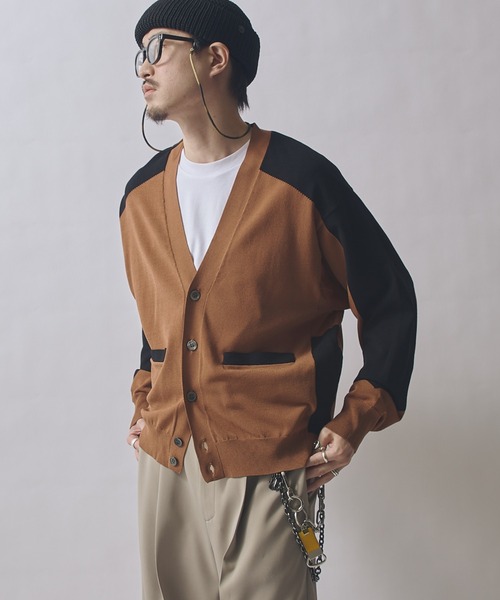 Lui's（ルイス）の「SURJENT インターシャカーデガン（カーディガン/ボレロ・メンズ・モカ/ブラック・2/1）」の2枚目の写真