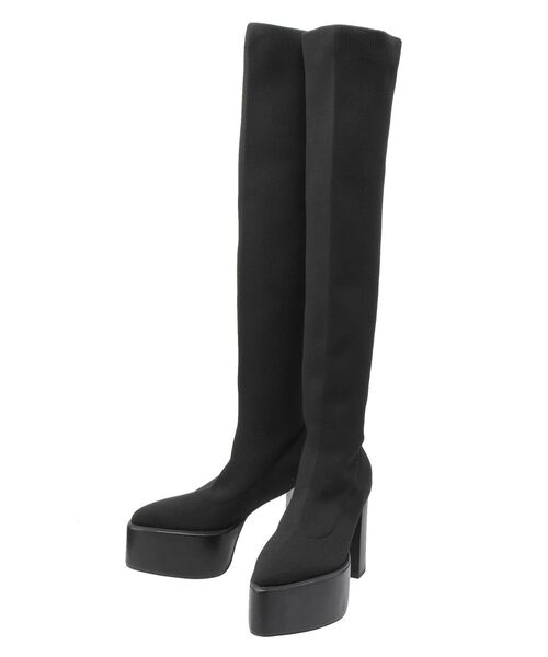 GYDA（ジェイダ）の「チャンキーソール KNEEニットブーツ（ブーツ・レディース・ブラック・MEDIUM/SMALL/LARGE）」の2枚目の写真