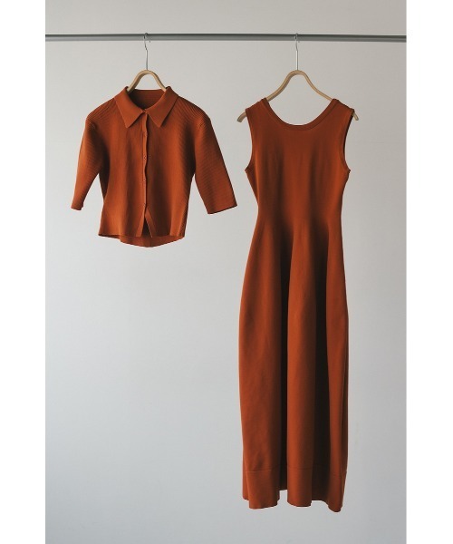 STYLEMIXER（スタイルミキサー）の「【ベストセラー】2ピースハーフスリーブポロニットワンピース（ワンピース・レディース・ベージュ/ネイビー/オレンジ・SMALL/MEDIUM）」の4枚目の写真