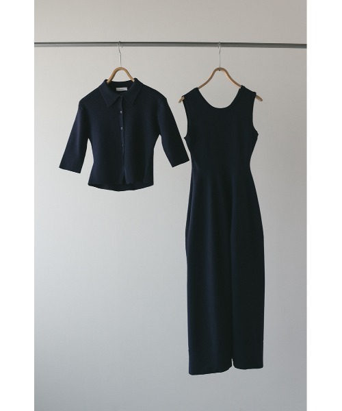 STYLEMIXER（スタイルミキサー）の「【ベストセラー】2ピースハーフスリーブポロニットワンピース（ワンピース・レディース・ベージュ/ネイビー/オレンジ・SMALL/MEDIUM）」の6枚目の写真