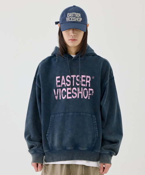 eastserviceshop(イーストサービスショップ)の「Vice Shop Dyed Hoodie - Washed Navy(パーカー・レディース・ネイビー・SMALL/MEDIUM)」の11枚目の写真