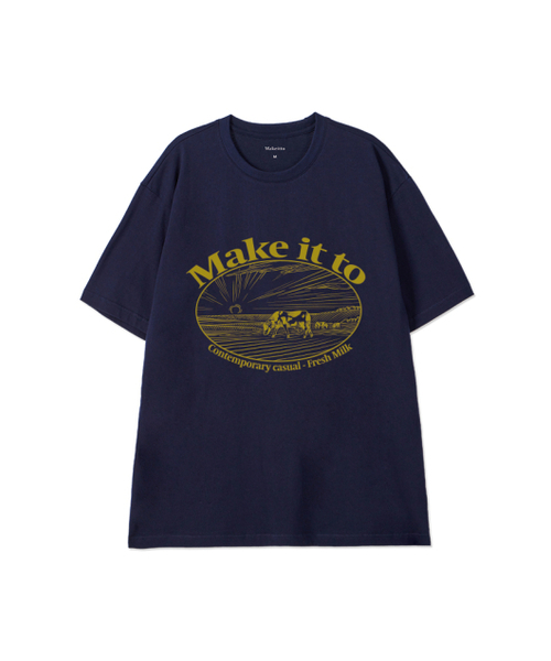 MAKEITTO（メイキット）の「[FRESH MILK] CREW NECK TEE_NAVY（Tシャツ/カットソー・メンズ・その他・MEDIUM/LARGE/X-LARGE/XX-LARGE）」の2枚目の写真