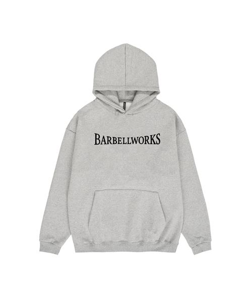 BARBELLWORKS(バーベルワークス)の「レタリングヘビーコットン二重生地フードパーカー(パーカー・メンズ・グレー/ブラック・LARGE/X-LARGE)」の2枚目の写真