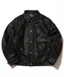 【HOUSTON/ヒューストン】COW LEATHER TRACK JACKET / カウレザートラックジャケット