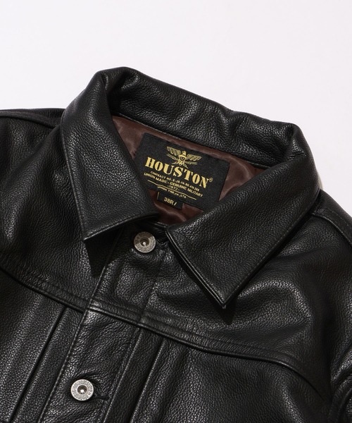 HOUSTON(ヒューストン)の「【HOUSTON/ヒューストン】COW LEATHER TRACK JACKET / カウレザートラックジャケット(ブルゾン・メンズ・ブラック/ブラウン・38/40/42)」の6枚目の写真
