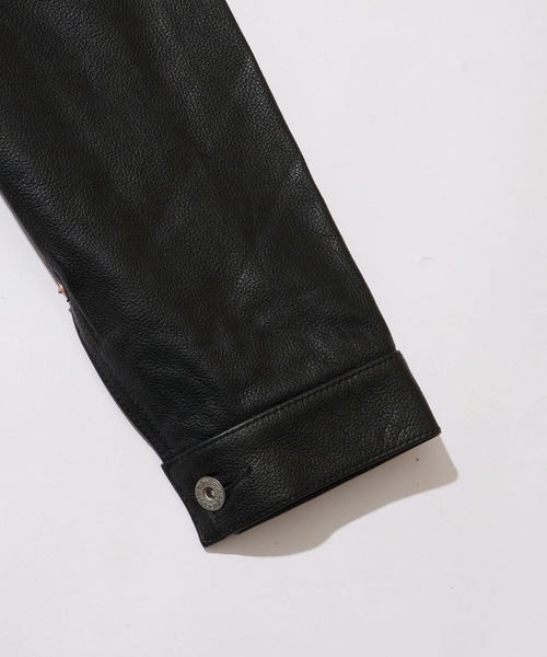 HOUSTON(ヒューストン)の「【HOUSTON/ヒューストン】COW LEATHER TRACK JACKET / カウレザートラックジャケット(ブルゾン・メンズ・ブラック/ブラウン・38/40/42)」の7枚目の写真