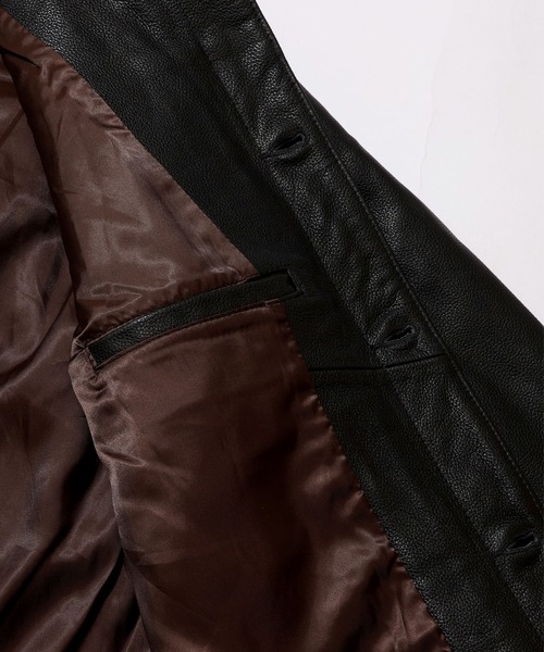 HOUSTON(ヒューストン)の「【HOUSTON/ヒューストン】COW LEATHER TRACK JACKET / カウレザートラックジャケット(ブルゾン・メンズ・ブラック/ブラウン・38/40/42)」の9枚目の写真