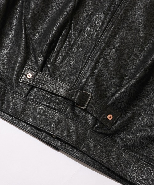HOUSTON(ヒューストン)の「【HOUSTON/ヒューストン】COW LEATHER TRACK JACKET / カウレザートラックジャケット(ブルゾン・メンズ・ブラック/ブラウン・38/40/42)」の10枚目の写真