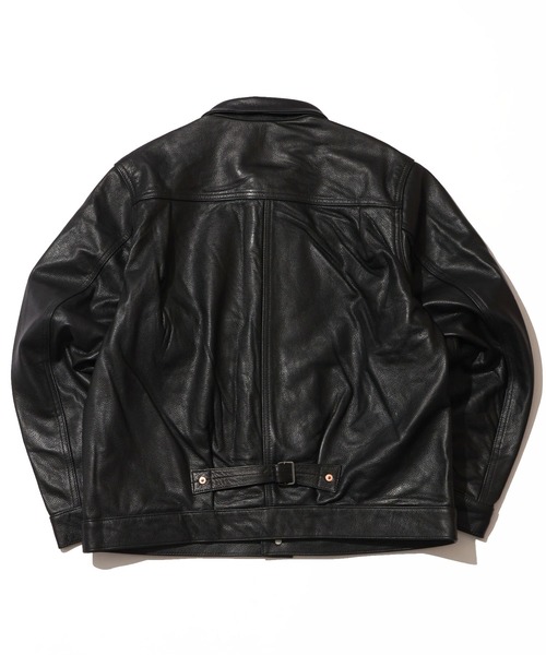 HOUSTON(ヒューストン)の「【HOUSTON/ヒューストン】COW LEATHER TRACK JACKET / カウレザートラックジャケット(ブルゾン・メンズ・ブラック/ブラウン・38/40/42)」の3枚目の写真