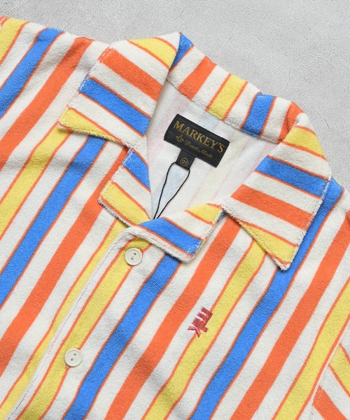 MARKEY'S（マーキーズ）の「パイルマルチストライプ半袖シャツ/セットアップ可（シャツ/ブラウス・キッズ・ブルー系その他/オレンジ系その他/グリーン系その他・110/100/95/120/90/150/140/130）」の13枚目の写真